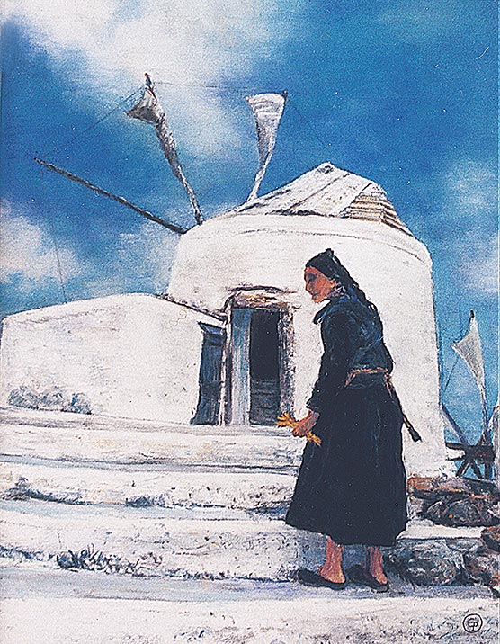 © Pierrick GIRAULT - La femme et le moulin 30 x 40 cm