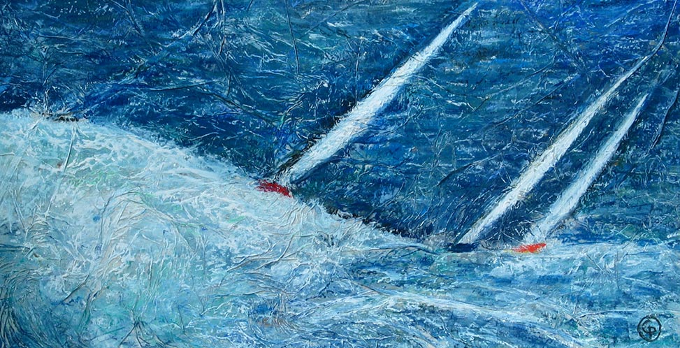 © Pierrick GIRAULT - pastel - Régate 20 x 40 cm