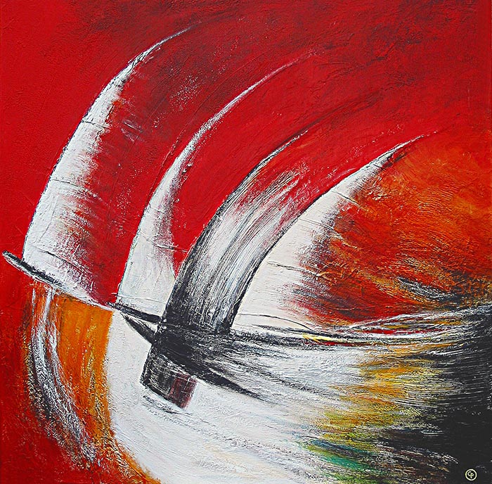 © Pierrick GIRAULT Régate rouge 80 x 80 cm