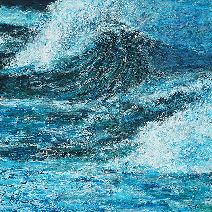 © Pierrick GIRAULT - pastel - Vague carré bleu 60 x 60 cm